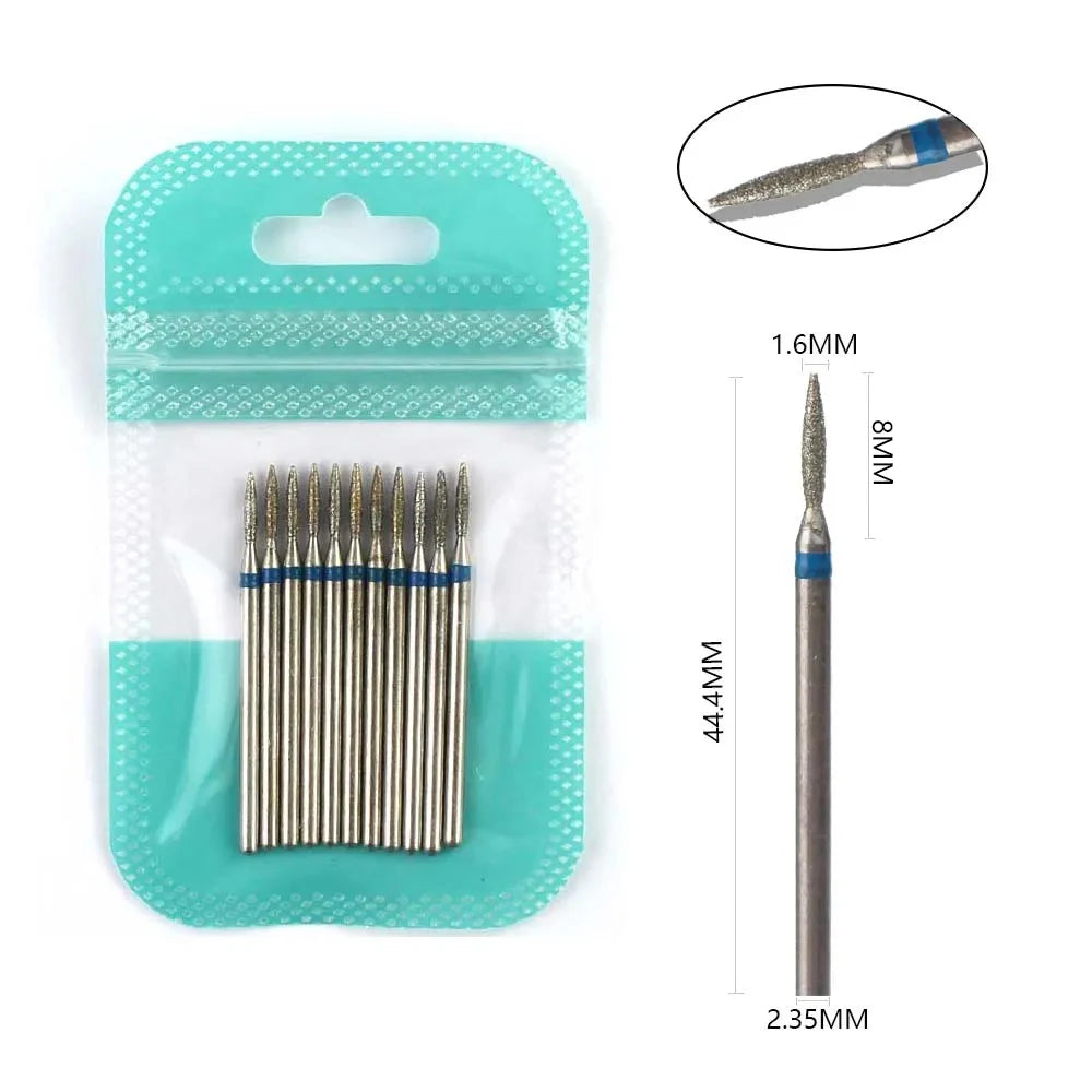 10-Piece Diamond Nail Drill Bit Set — 2.35mm Shank