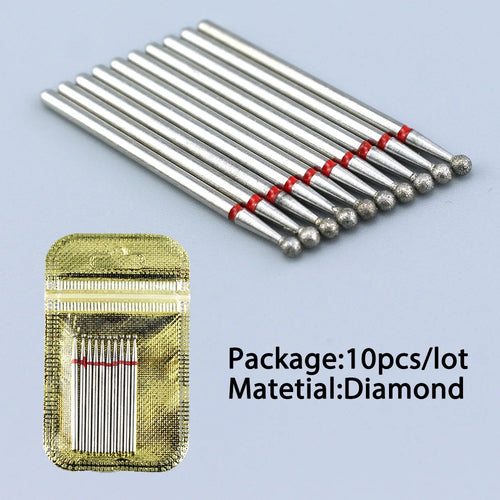 10-Piece Diamond Nail Drill Bit Set — 2.35mm Shank
