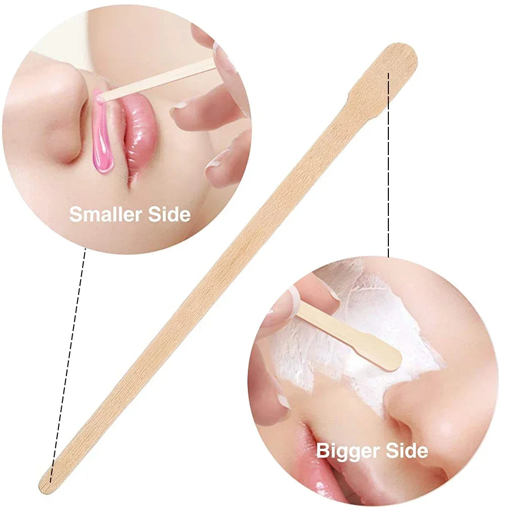 Wooden Wax Applicator Sticks — 100 Pack