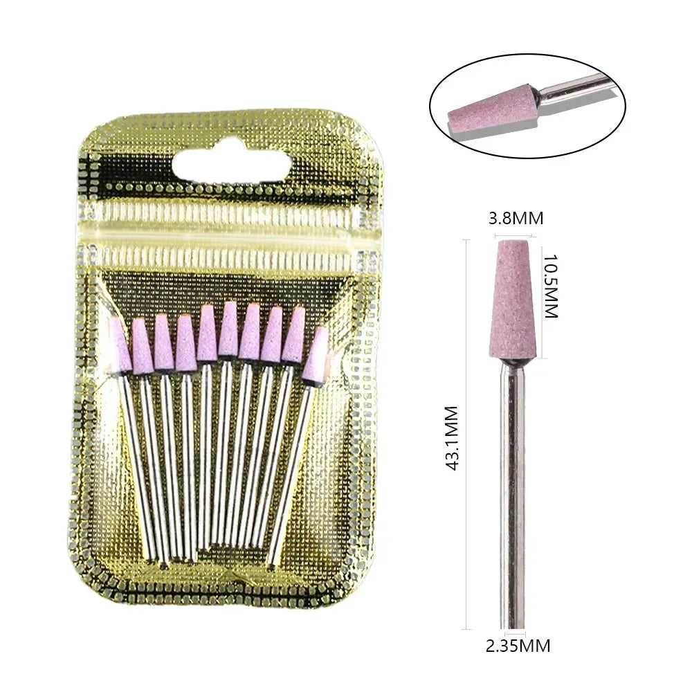 10-Piece Diamond Nail Drill Bit Set — 2.35mm Shank