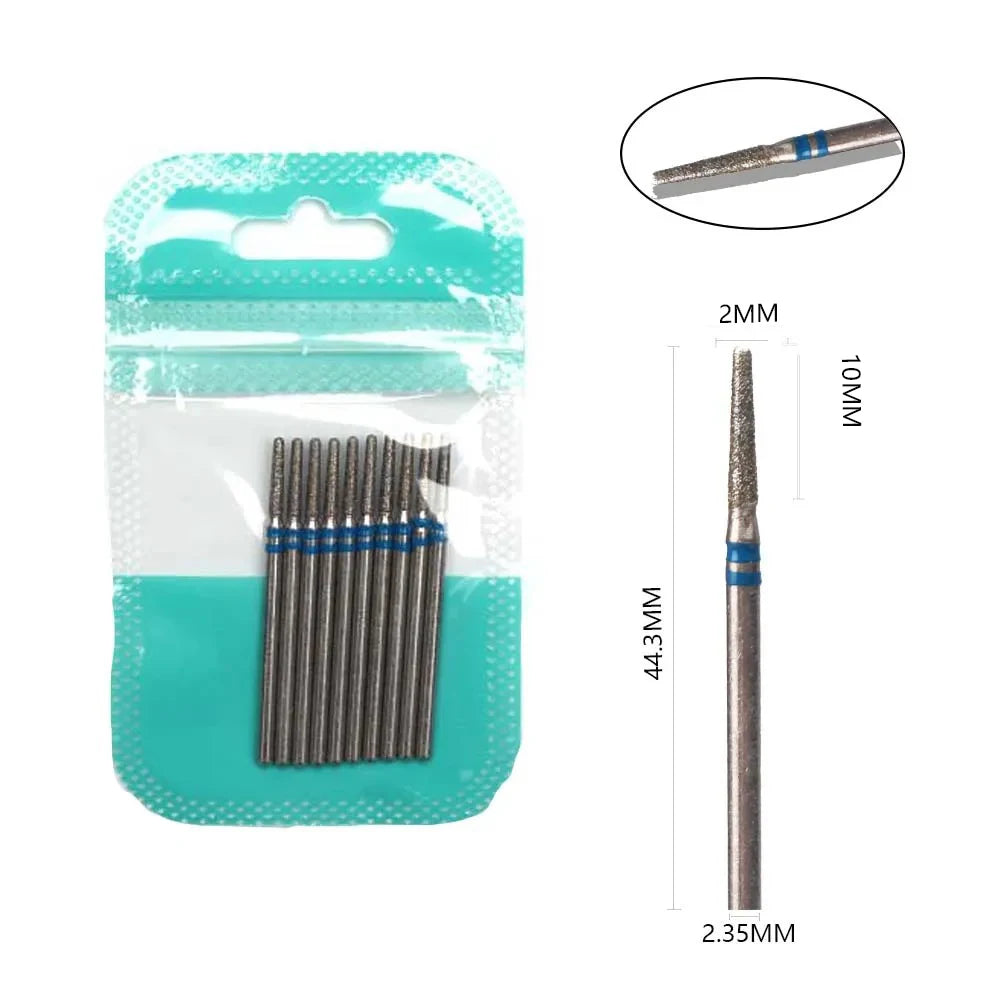 10-Piece Diamond Nail Drill Bit Set — 2.35mm Shank
