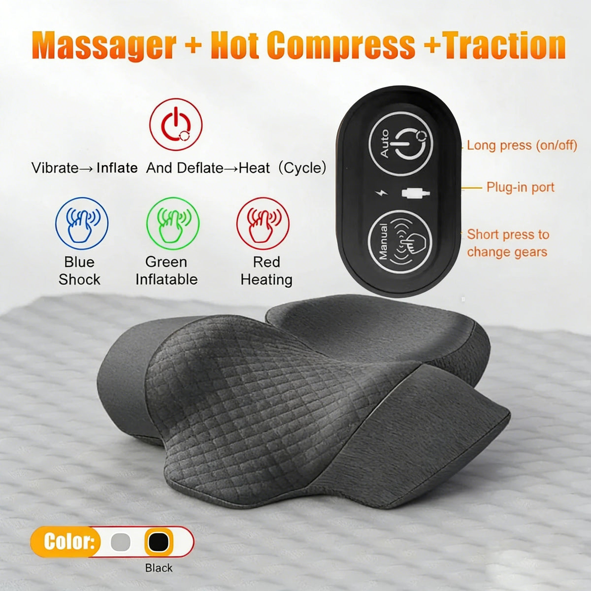 Electric Neck Massage Pillow with Heat & Vibration