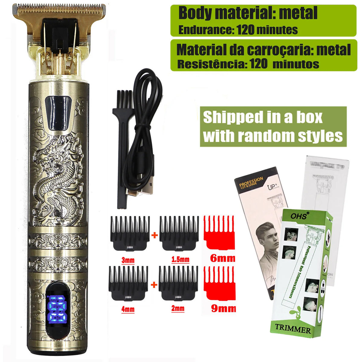 T9 Cordless Electric Hair Clipper & Shaver for Men