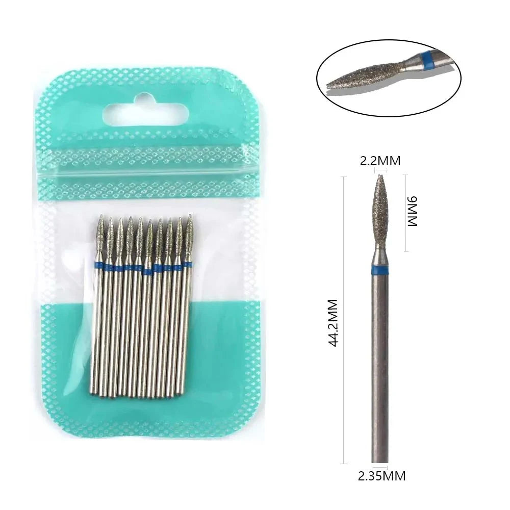 10-Piece Diamond Nail Drill Bit Set — 2.35mm Shank