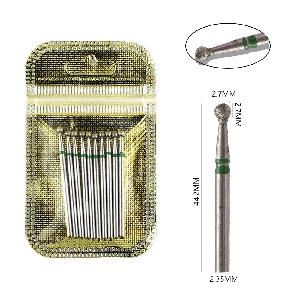 10-Piece Diamond Nail Drill Bit Set — 2.35mm Shank