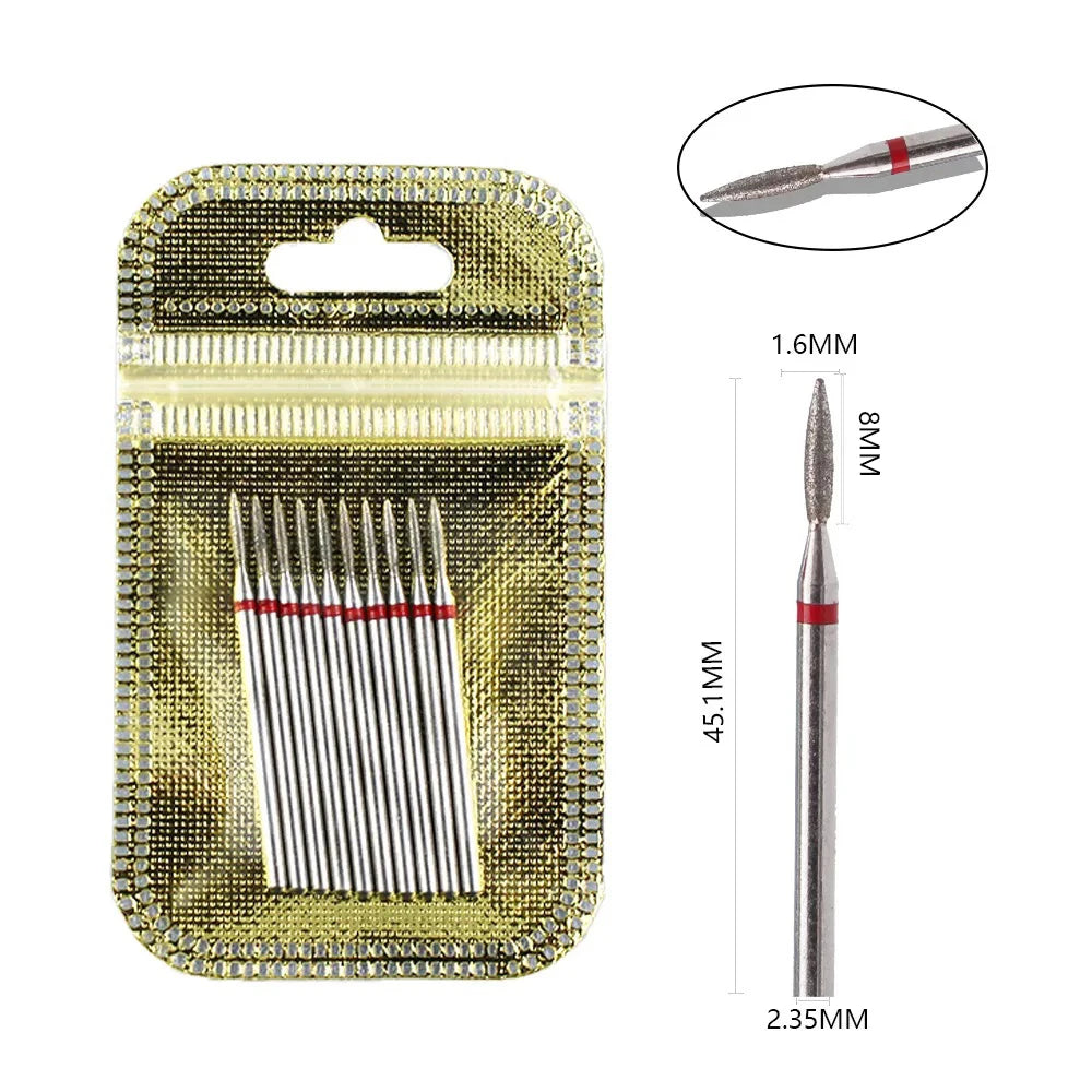 10-Piece Diamond Nail Drill Bit Set — 2.35mm Shank