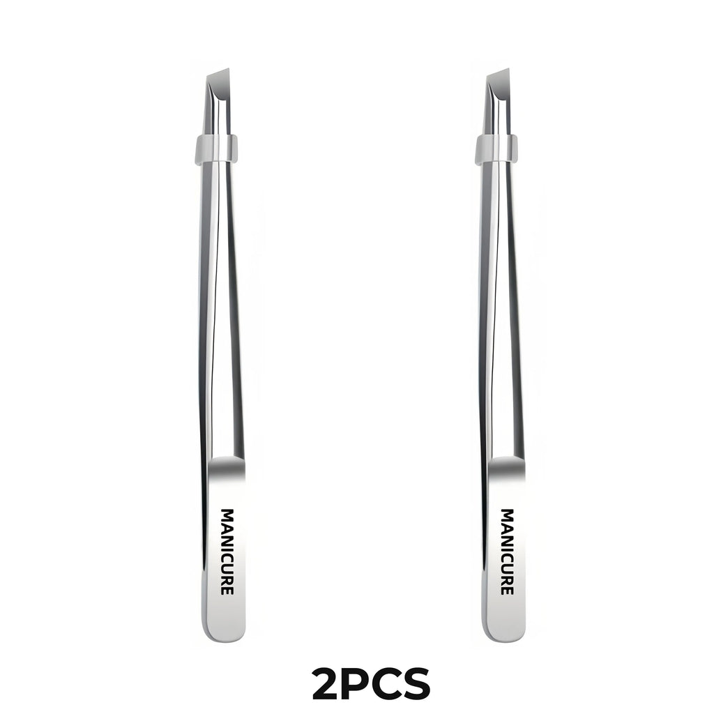 Slant-Tip Stainless Steel Tweezers — Eyebrow Tool
