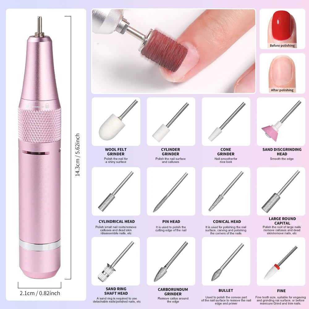 Professional Electric Nail Drill — 35,000 RPM, Rechargeable