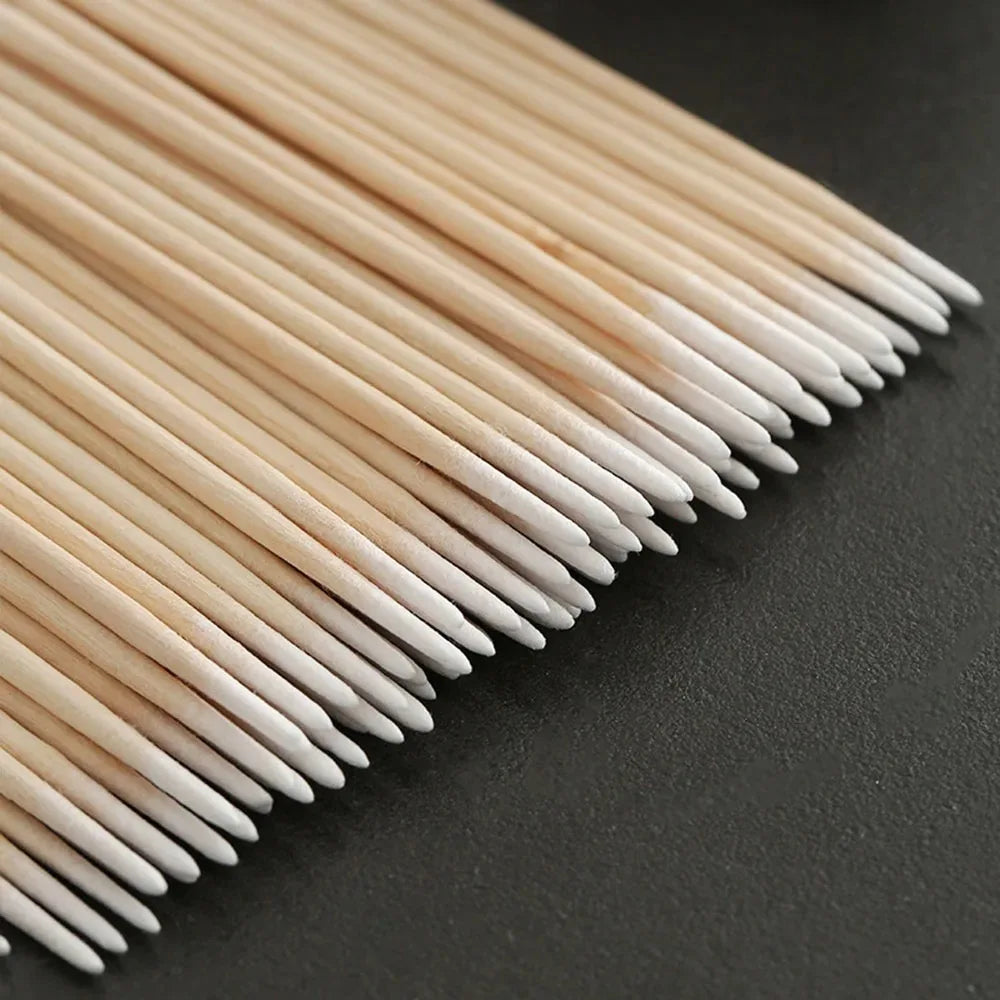 Wooden-Tip Cotton Swabs for Nail Polish & Detail Cleanup