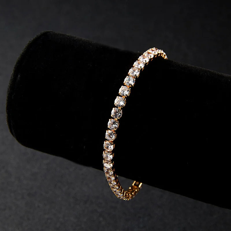 Crystal Elastic Bangle Bracelet, Gold Tone