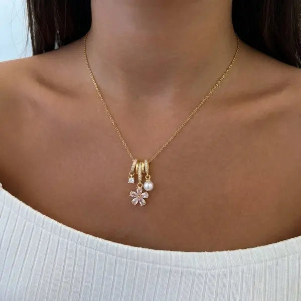 Cherry Blossom & Butterfly Charm Bracelet — Adjustable