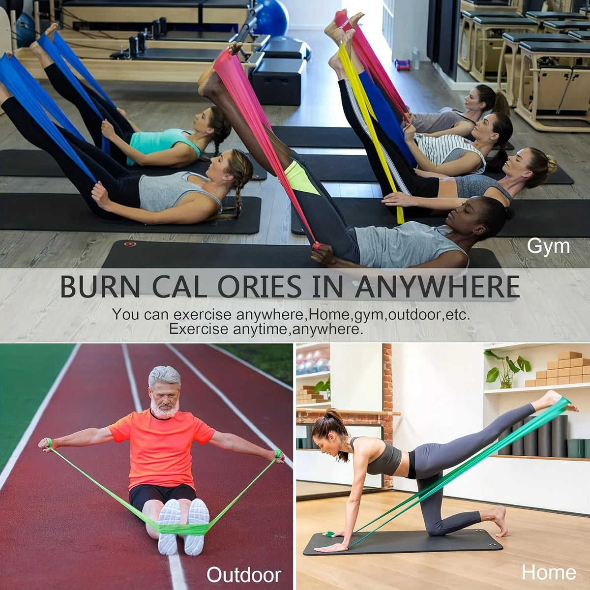 4-Pack Resistance Bands for Yoga, Pilates & Physical Therapy