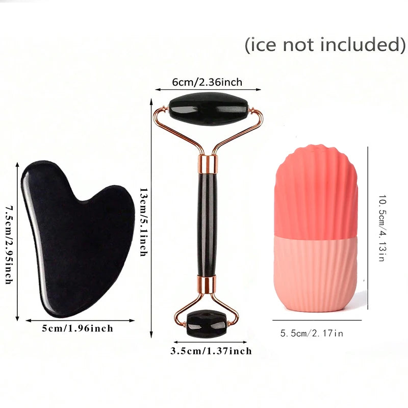 Ice Face Roller & Gua Sha Facial Tool Set