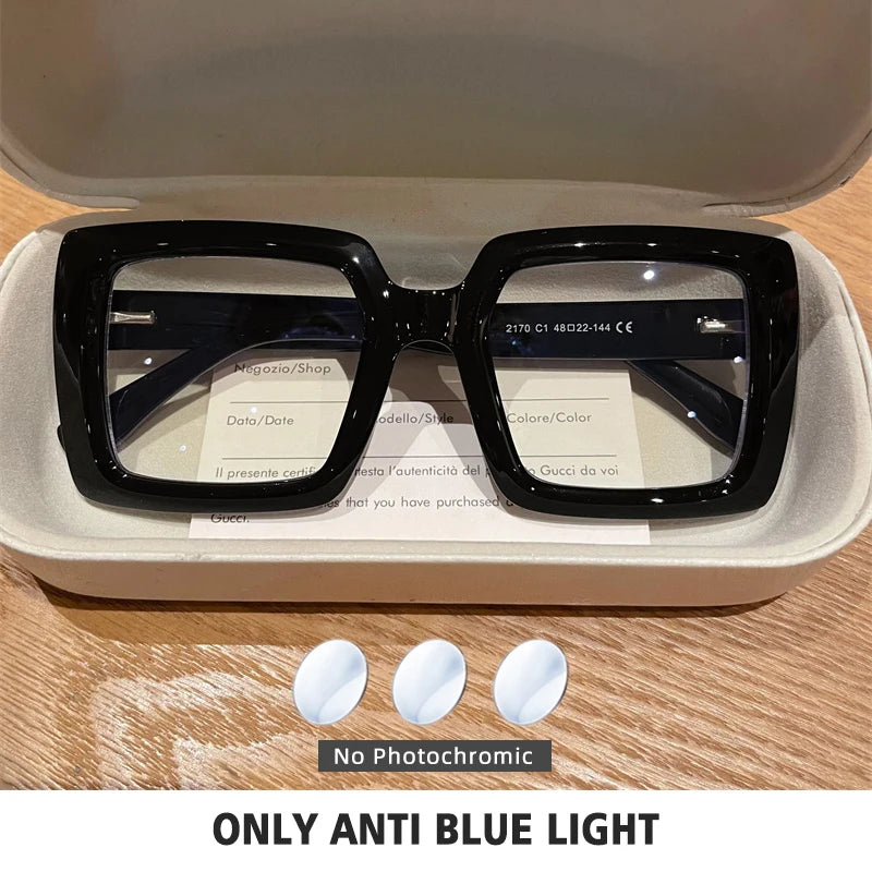 Photochromic Blue Light Blocking Reading Glasses — Square Frame