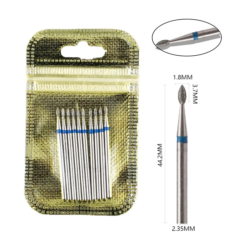 10-Piece Diamond Nail Drill Bit Set — 2.35mm Shank