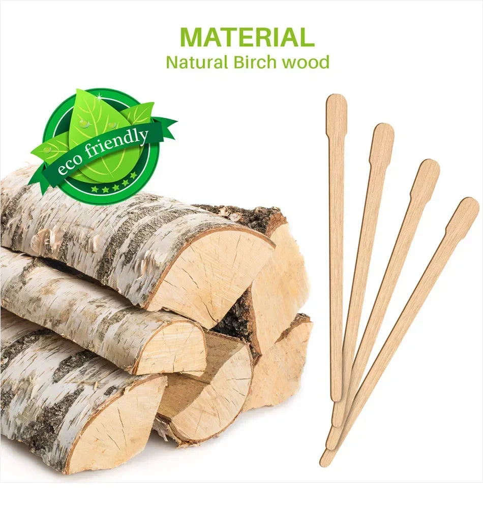 Wooden Wax Applicator Sticks — 100 Pack