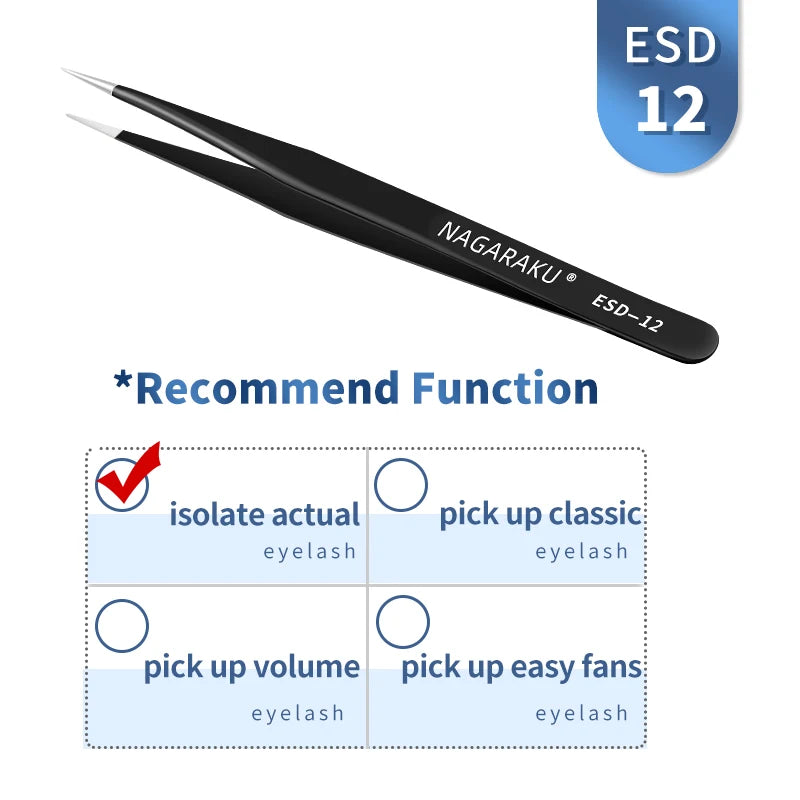 NAGARAKU Stainless Steel Eyelash Extension Tweezers