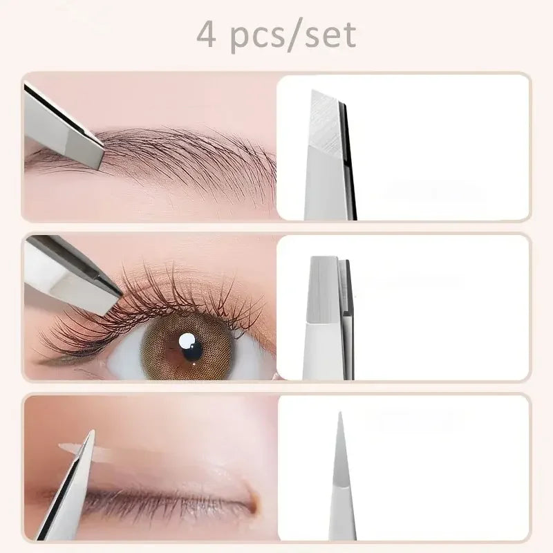 Ouriner Eyebrow Tweezers Set — 4 Stainless Steel Tools