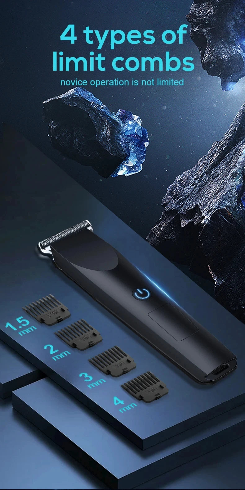 USB Rechargeable Hair & Beard Trimmer — Adjustable Cutter Head