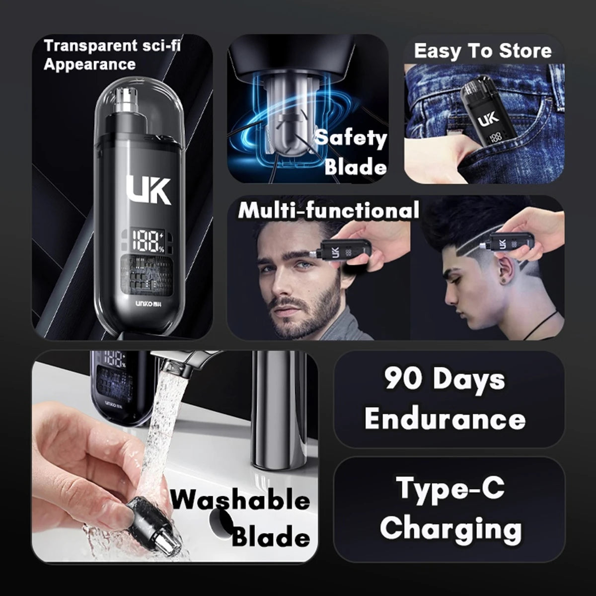 Rechargeable Nose & Ear Hair Trimmer — Compact & Washable