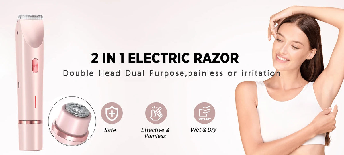 Women's Electric Shaver — Dual-Head Body & Bikini Trimmer