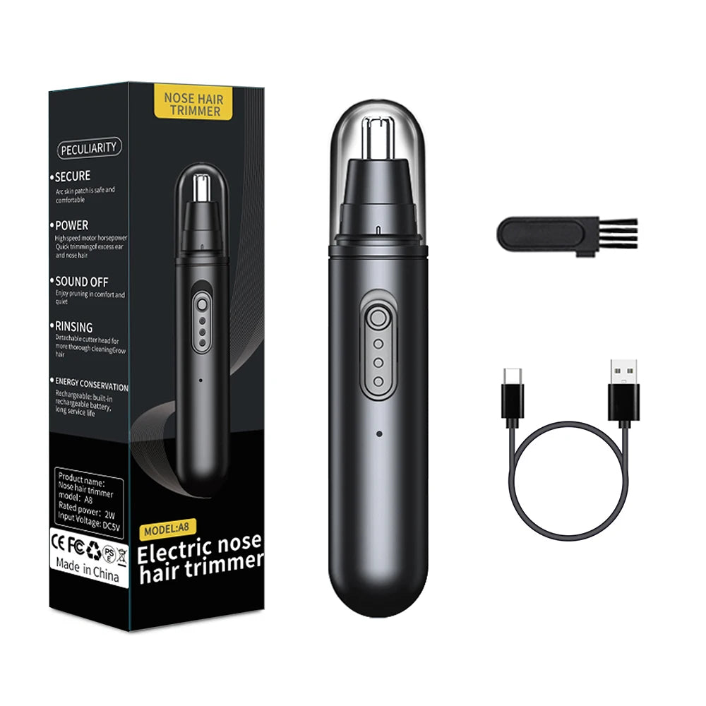 Rechargeable Nose & Ear Hair Trimmer with LED Battery Display