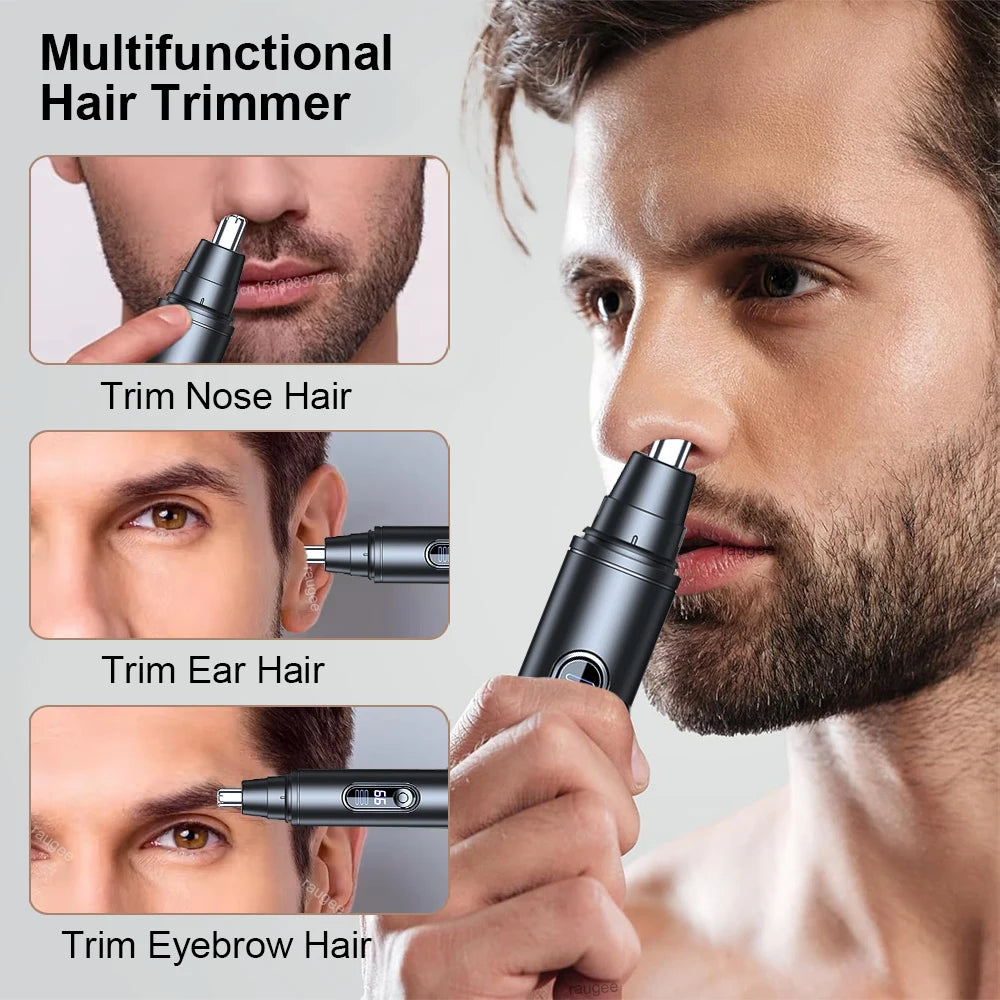Rechargeable Nose & Ear Hair Trimmer with LED Battery Display