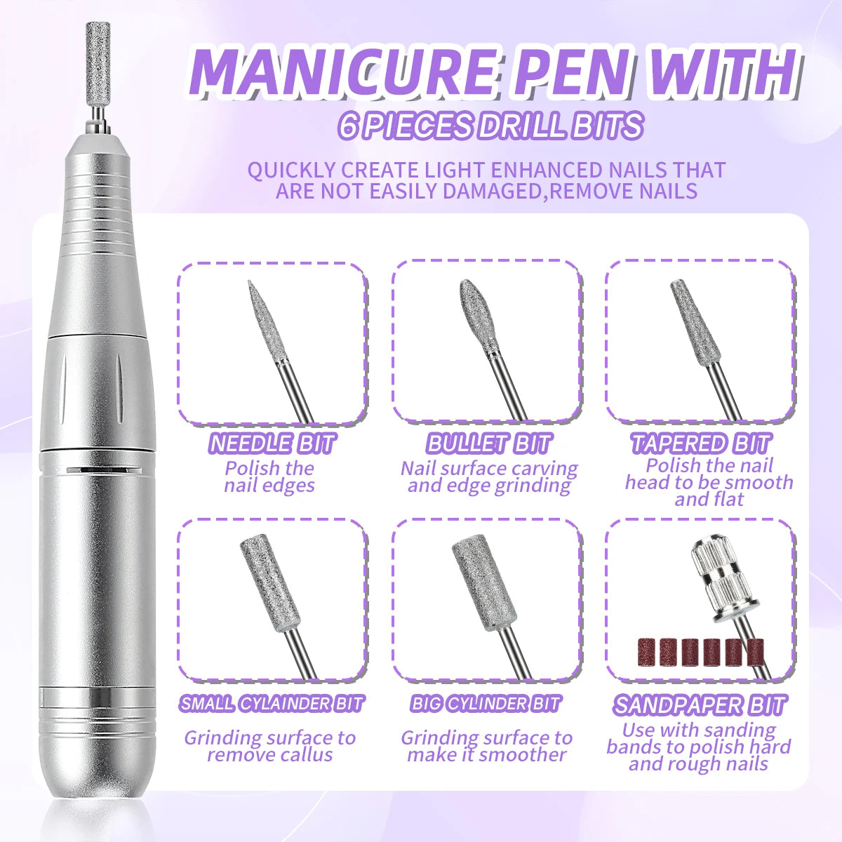 Rechargeable Nail Drill, 45,000 RPM with LCD Display