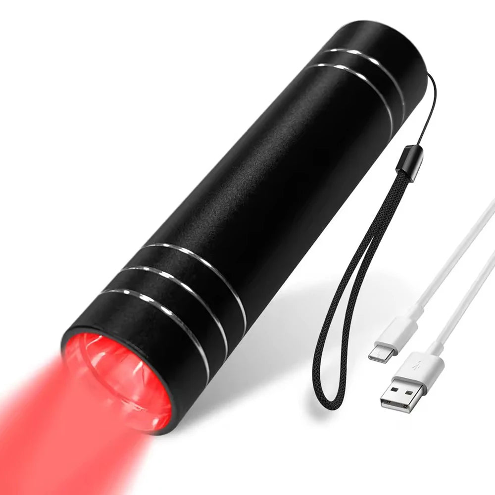 Portable Red & Infrared Light Therapy Torch — 660nm/850nm with Timer