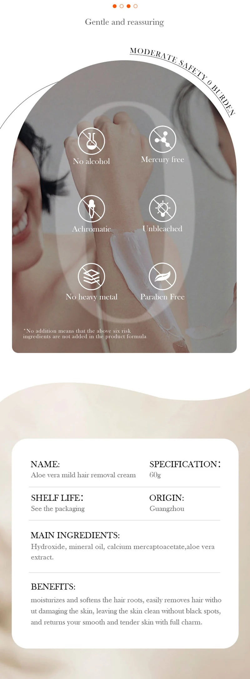 Painless Hair Removal Cream for Body & Intimate Areas