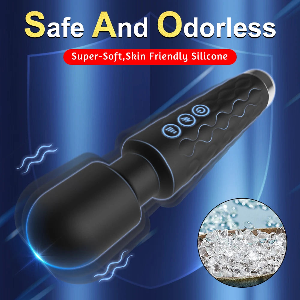 Rechargeable Wand Massager — Waterproof, 20 Modes