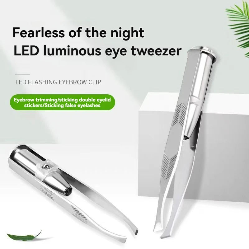 LED Light Eyebrow Tweezer — Stainless Steel