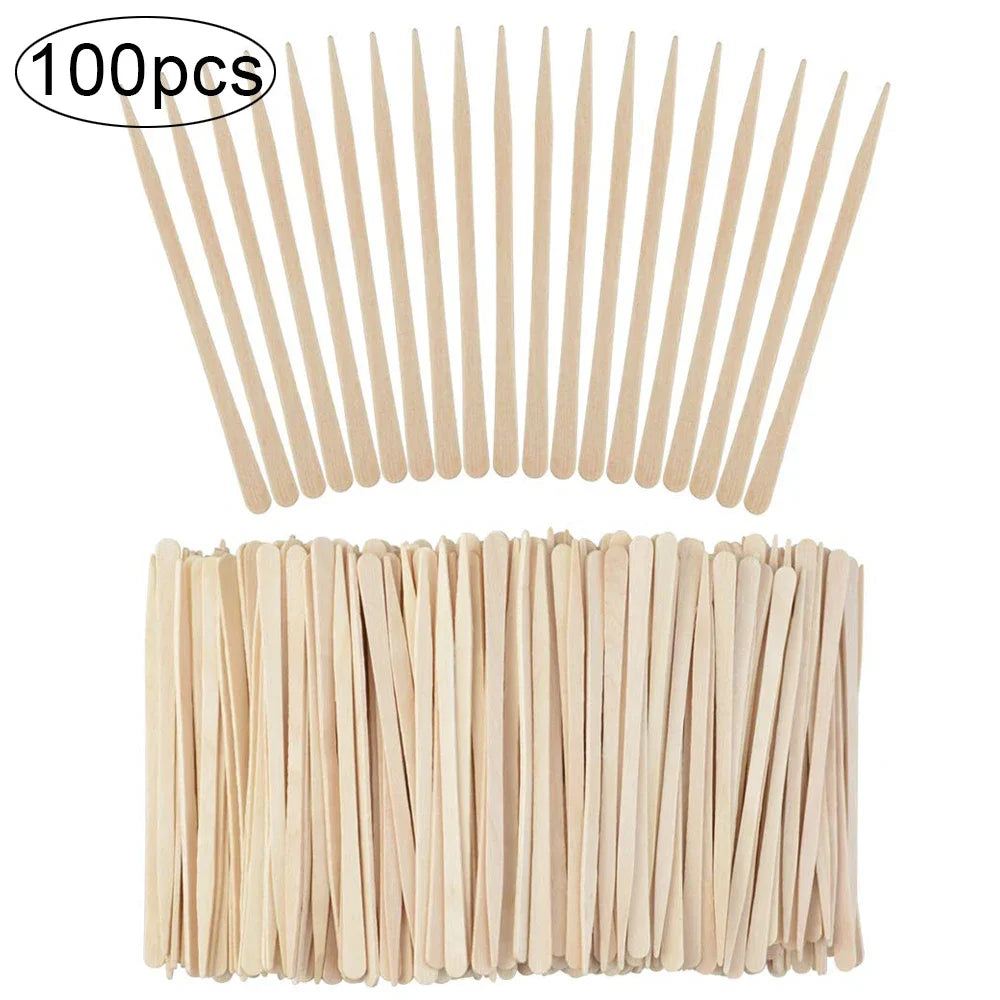Wooden Wax Applicator Sticks — 100 Pack