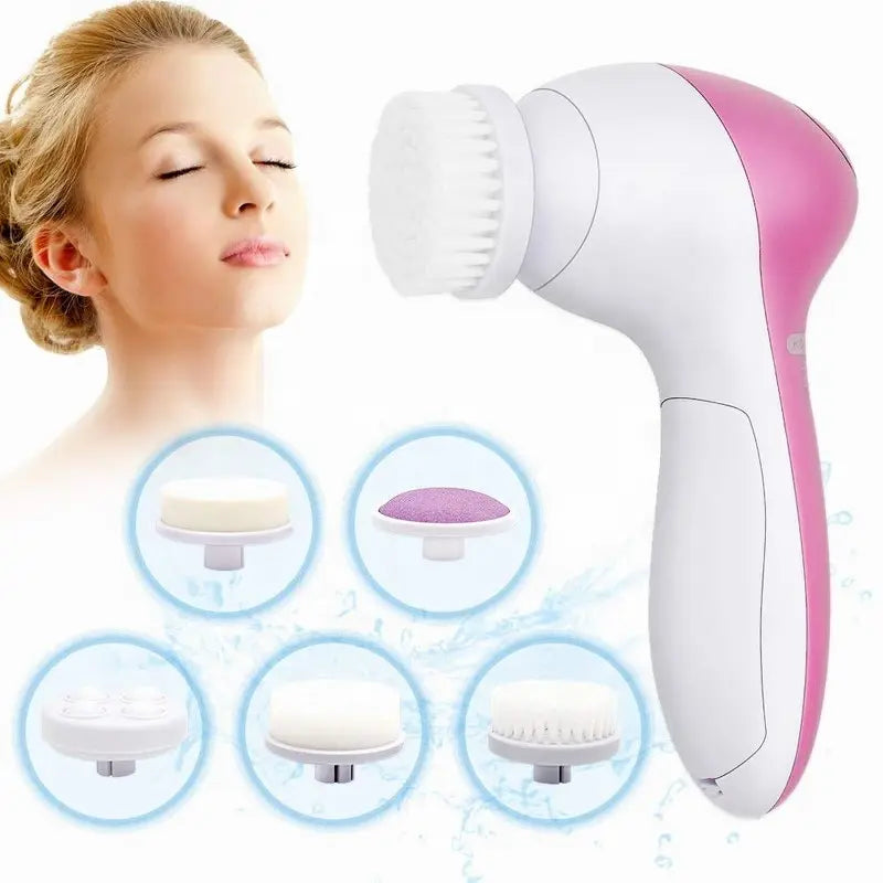 5-in-1 Electric Facial Cleansing Brush — Spa Skin Care Massager