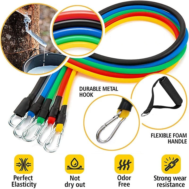 11-Piece Resistance Band Set — Pull Rope, Bands & Ankle Strap