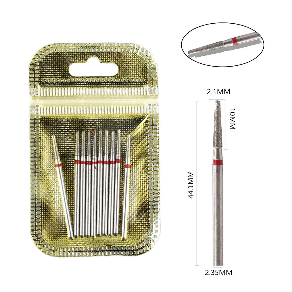 10-Piece Diamond Nail Drill Bit Set — 2.35mm Shank