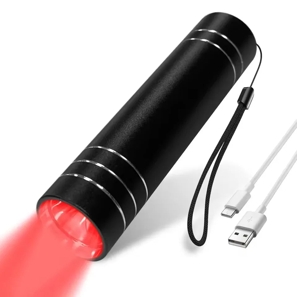 Portable Red & Infrared Light Therapy Torch — 660nm/850nm with Timer