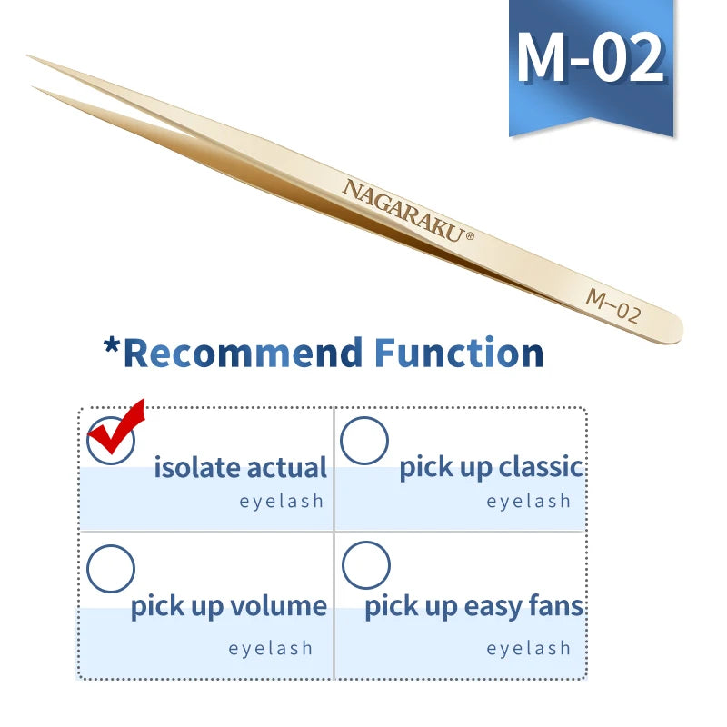 NAGARAKU Stainless Steel Eyelash Extension Tweezers