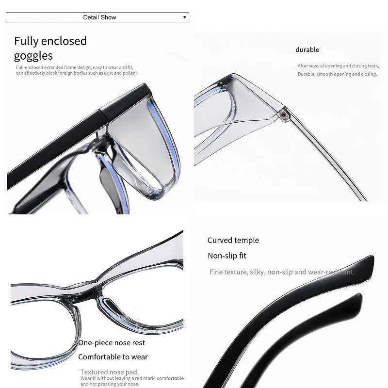 Anti-Fog Safety Glasses — Clear Square Protective Eyewear