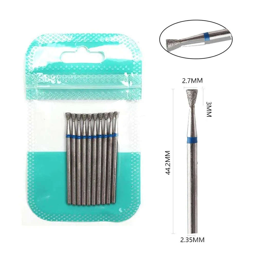 10-Piece Diamond Nail Drill Bit Set — 2.35mm Shank