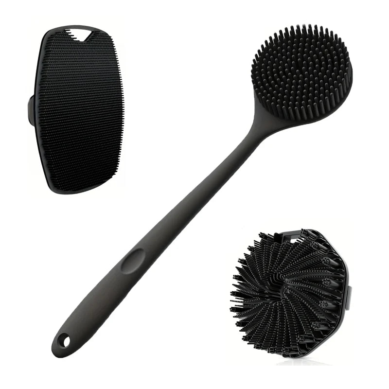 Silicone Bath Brush Set — Non-Slip Handle, 4 Pieces