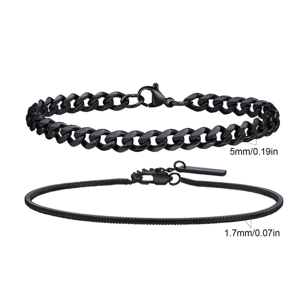 Men's Stainless Steel Chain Bracelet Set (2-Piece)