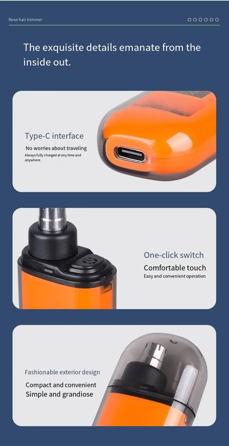 Rechargeable Nose & Ear Hair Trimmer, USB-C