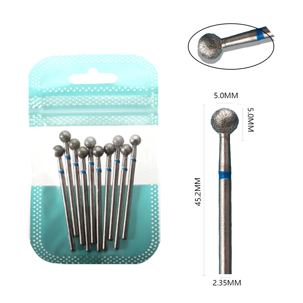 10-Piece Diamond Nail Drill Bit Set — 2.35mm Shank