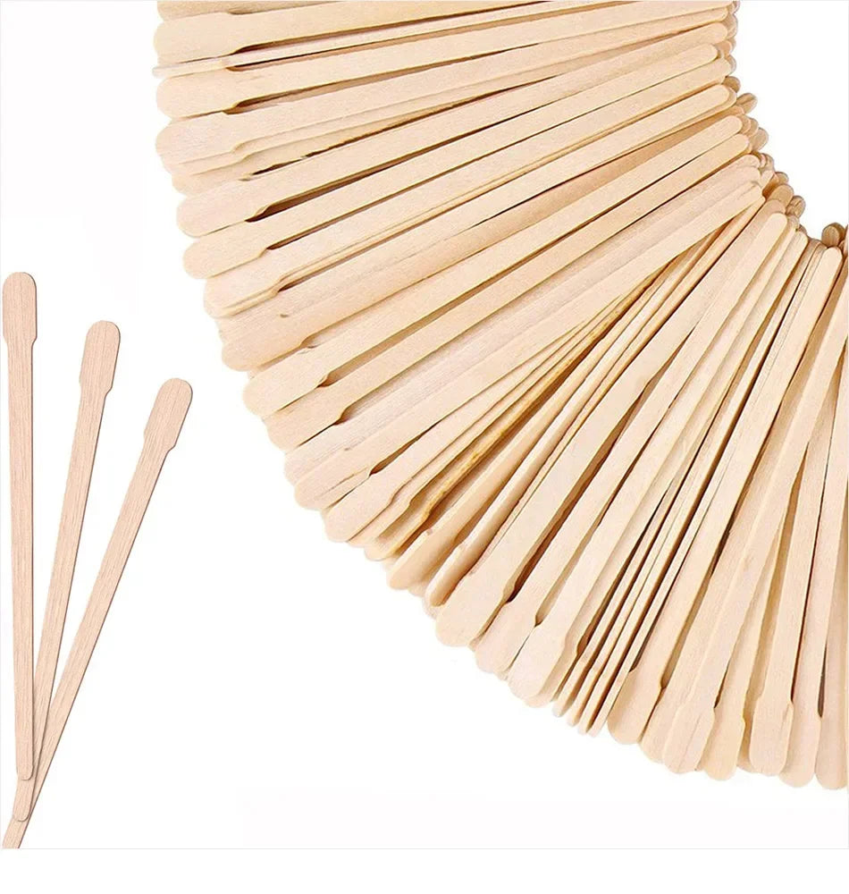Wooden Wax Applicator Sticks — 100 Pack