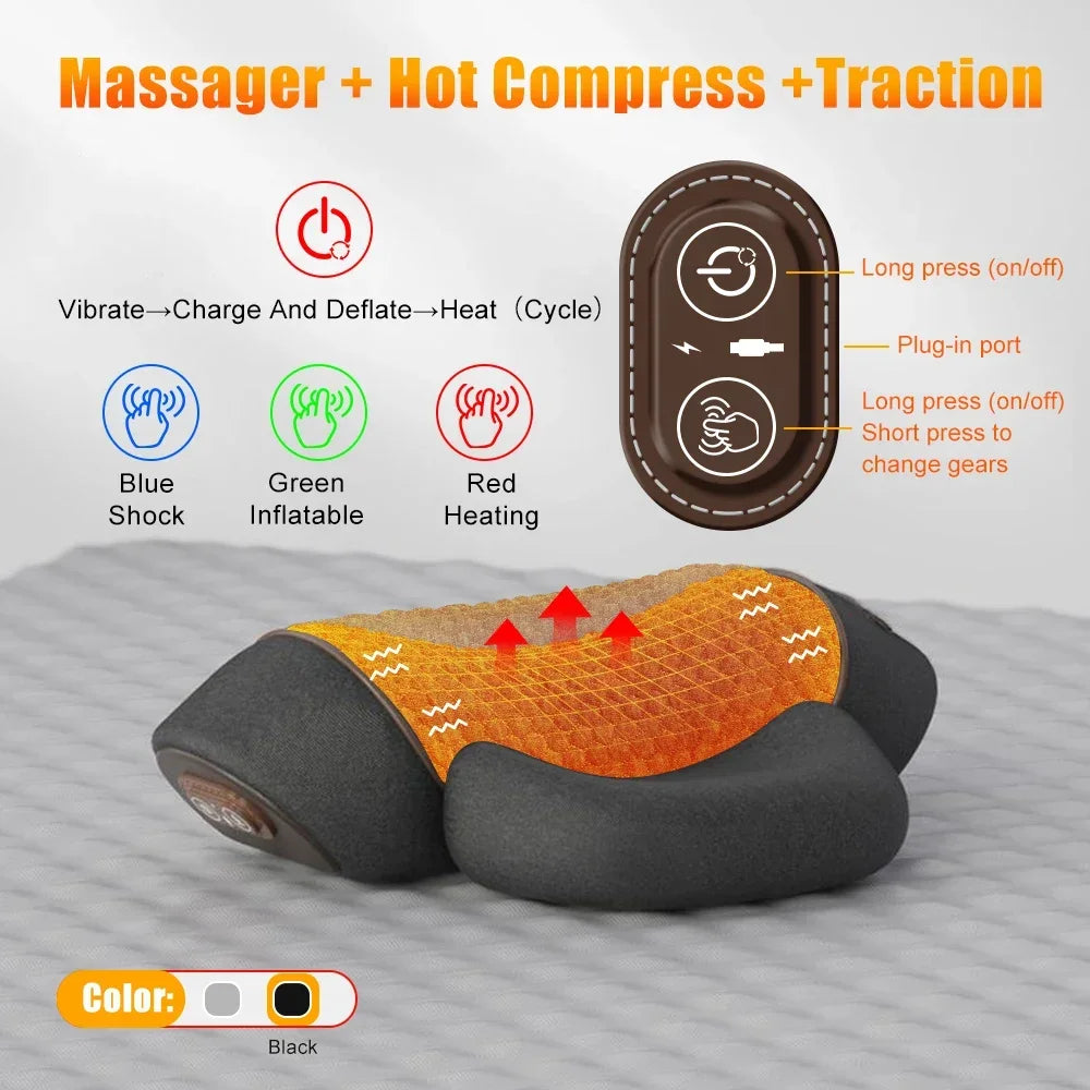 Electric Neck Massage Pillow with Heat & Vibration