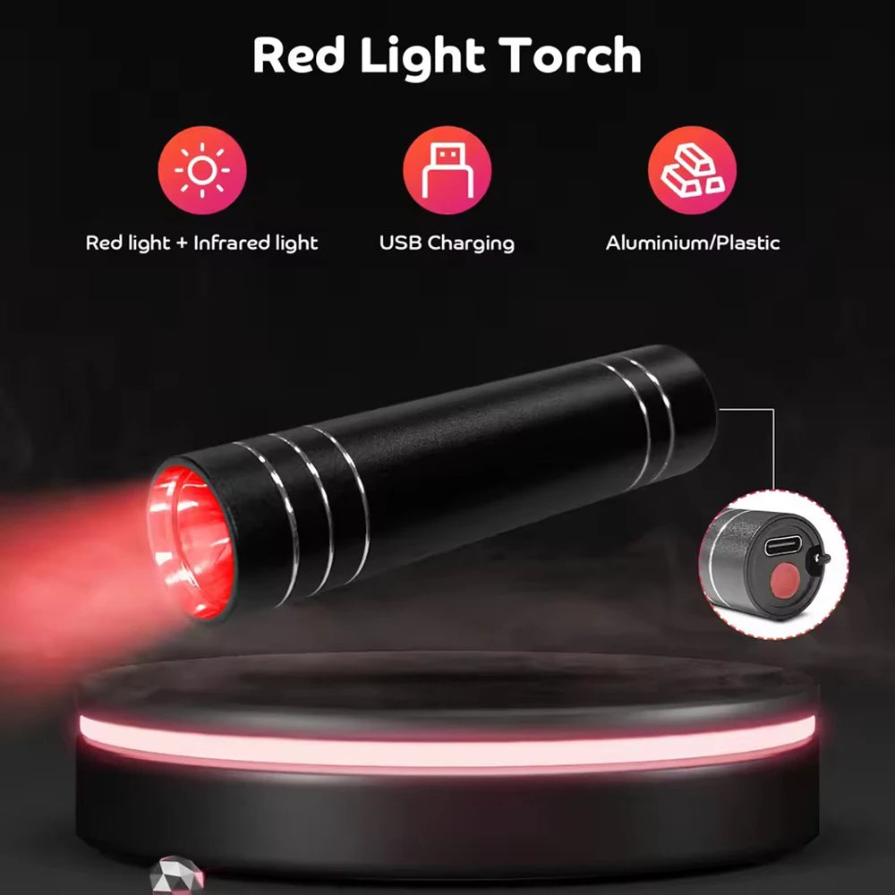 Portable Red & Infrared Light Therapy Torch — 660nm/850nm with Timer