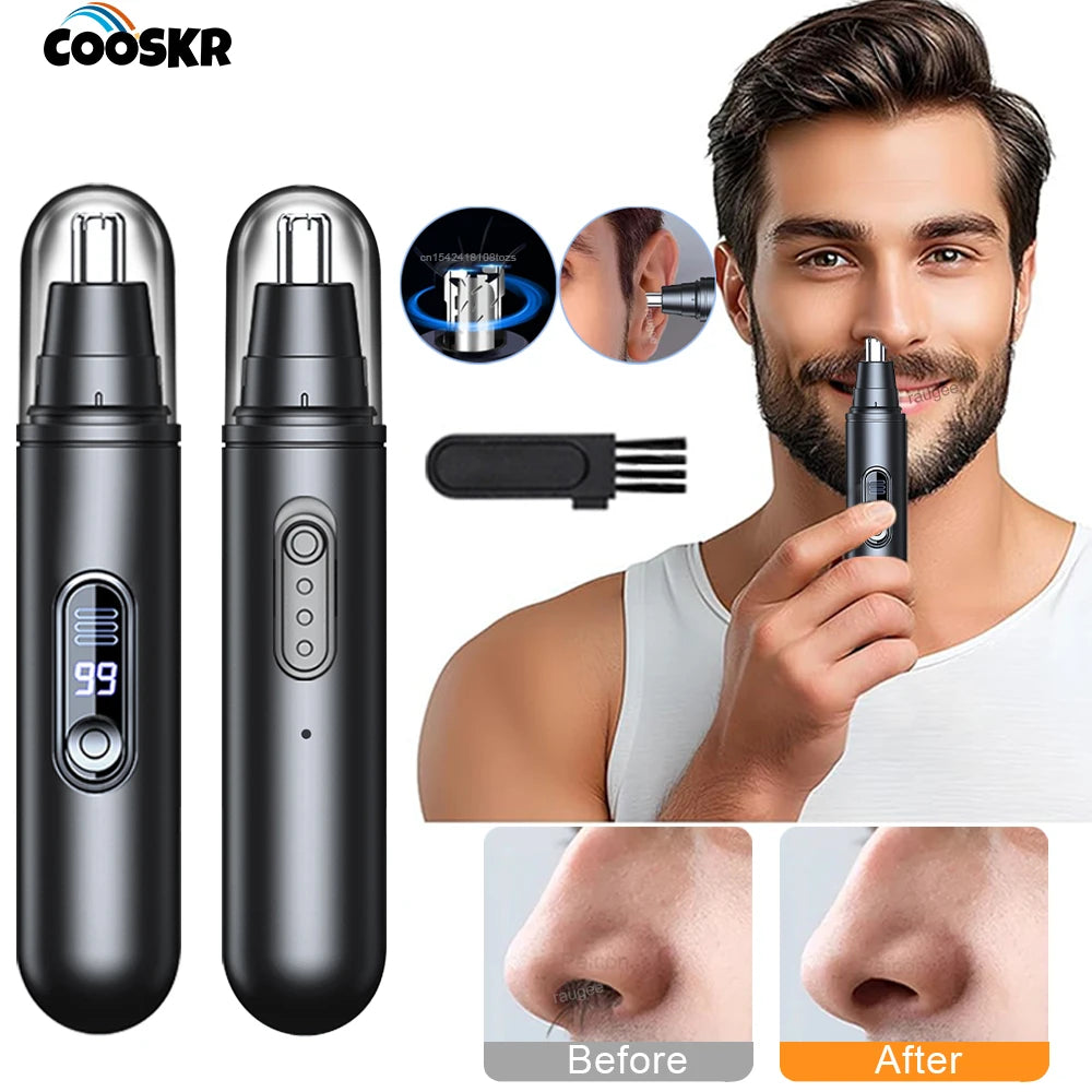 Rechargeable Nose & Ear Hair Trimmer with LED Battery Display