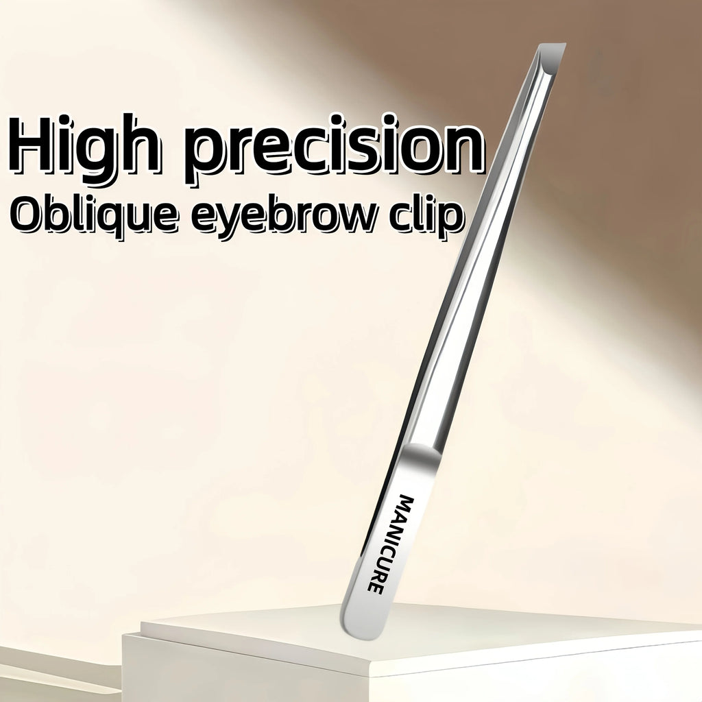 Slant-Tip Stainless Steel Tweezers — Eyebrow Tool