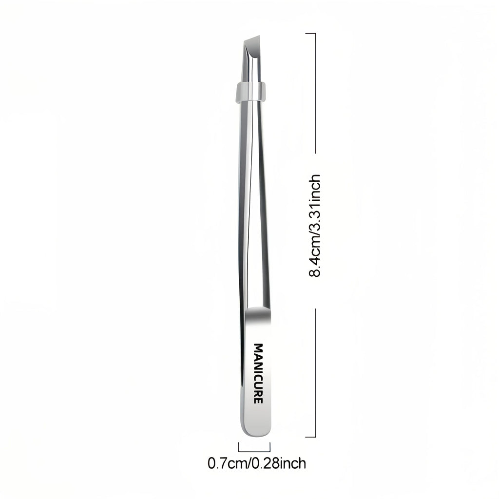 Slant-Tip Stainless Steel Tweezers — Eyebrow Tool